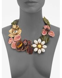 Oscar de la Renta | Metallic Floral Necklace | Lyst