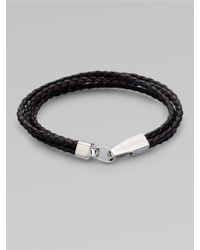 Tateossian | Brown Braided Leather Bracelet for Men | Lyst