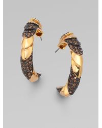 Giles & Brother | Metallic Smokey Quartz Accented Armor Hoop Earrings | Lyst