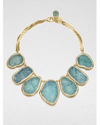 Kara Ross | Blue Textured Stone Bib Necklace | Lyst