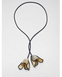 Marni | Black Horn Floral Lariat Necklace | Lyst