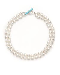 Slane | White 7mm Oval Freshwater Pearl Double Strand Necklace16 | Lyst