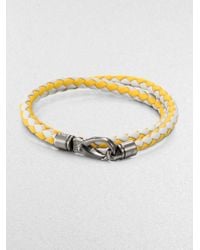 Tod's | Yellow Leather Double-wrap Bracelet | Lyst