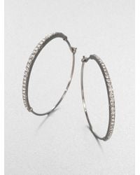 Michael Kors | Metallic Pavé Hoop Earrings Silvertone | Lyst