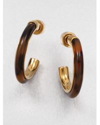 Michael Kors | Brown Tortoise Pattern Small Hoop Earrings | Lyst