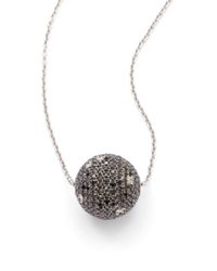 Roberto Coin | Metallic Large Pavé Black Diamond 18k White Gold Sphere Necklace | Lyst