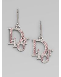 Dior | Metallic Logo Drop Earrings | Lyst