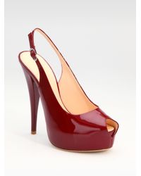 Giuseppe Zanotti | Red Patent Leather Slingback Pumps | Lyst