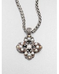 Konstantino | Metallic Cultured Pearl Sterling Silver and 18k Yellow Gold Cross Enhancer | Lyst
