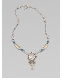 Konstantino | Metallic Turquoise Sterling Silver 18k Gold Coin Pendant Necklace | Lyst