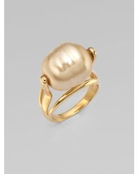 Majorica | Metallic 16mm Baroque Champagne Pearl Ring | Lyst