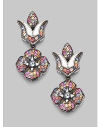 M.c.l Matthew Campbell Laurenza | Multicolor Sapphire Pavé & Sterling Silver Drop Flower Earrings | Lyst