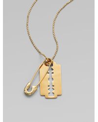 McQ | Metallic Razor Blade Pendant Necklace | Lyst