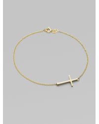 Mizuki | Metallic 14k Yellow Gold Side Cross Bracelet | Lyst