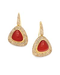 Roberto Coin | Red Moonstone Pavé Brown Diamond 18k Yellow Gold Drop Earrings | Lyst