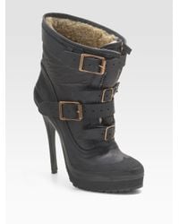 Burberry Prorsum | Black Shearling-lined Platform Ankle Boots | Lyst