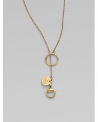 Gucci | Metallic 18k Gold Horsebit Lariat Necklace | Lyst