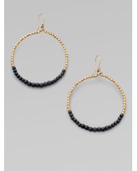 Mizuki | Black 14k Gold Oxidized Sterling Silver Beaded Hoop Earring | Lyst