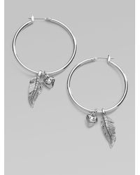 Juicy Couture | Metallic Feather Drop Hoop Earrings118834 | Lyst