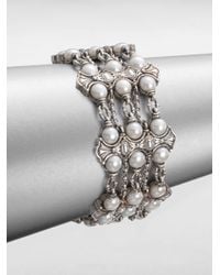 Konstantino | White Cultured Pearl and Sterling Silver 3row Bracelet | Lyst