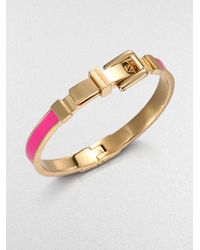 Michael Kors | Pink Enamel Goldtone Steel Buckle Bangle | Lyst