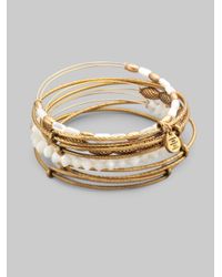ALEX AND ANI | Metallic Motherofpearl Bangle Bracelet Set | Lyst