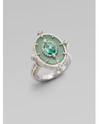 Judith Ripka | White Sapphire Green Quartz Sterling Silver Ring | Lyst