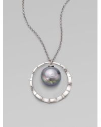Majorica | Metallic 18mm Pearl Orbital Coin Pendant Necklace | Lyst