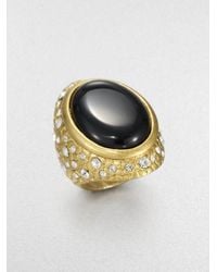 ABS By Allen Schwartz | Black Textured Cabochon Ring | Lyst