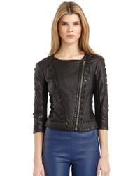 Catherine Malandrino | Black Leather Stud Detail Jacket | Lyst