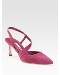 Manolo Blahnik | Pink Rente Velukid Pumps | Lyst
