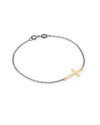 Mizuki | Metallic Sterling Silver & 14k Yellow Gold Cross Chain Bracelet | Lyst