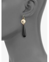Elizabeth and James | Black Onyx Sea Bamboo Blue Sapphire and White Topaz Drop Earrings | Lyst