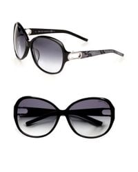 Jimmy Choo | Black Snake-print Accented Plastic Rectangular Sunglasses | Lyst