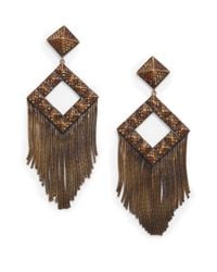 Joanna Laura Constantine | Brown Pavé Pyramid Stud Fringe Earrings | Lyst