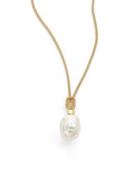 Majorica | Metallic 12mm White Baroque Pearl Pendant Necklace | Lyst