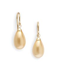 Majorica | Metallic 10mm Champagne Teardrop Pearl Earrings | Lyst