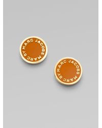 Marc By Marc Jacobs | Orange Logo Disc Stud Earrings | Lyst