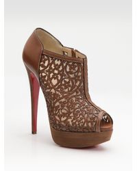 Christian Louboutin | Brown Pampas Laser-cut Leather Ankle Boots | Lyst