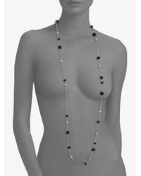 Georg Jensen | Sphere Long Black Agate Sterling Silver Station Necklace | Lyst