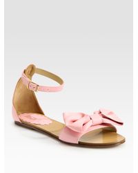 RED Valentino | Pink Bow-embellished Leather Sandals | Lyst