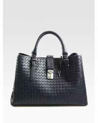 Bottega Veneta | Blue Roma Medium Intrecciato Leather Satchel | Lyst