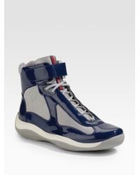 Prada | Blue Grip-strap High-top Sneaker | Lyst