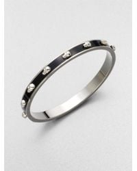 Alexander McQueen | Black 3d Enamel Skull Small Bangle Bracelet/silvertone | Lyst