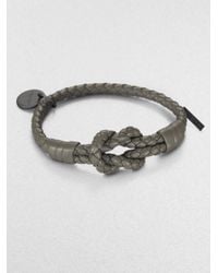 Bottega Veneta | Gray Intrecciato Knotted Leather Bracelet | Lyst