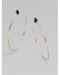 Diane Kordas | Pink Black Diamond & 18k Rose Gold Teardrop Hoop Earrings/2.25 | Lyst