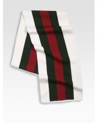 Gucci | Blue Web Detailed Crook Scarf for Men | Lyst