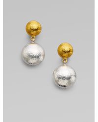 Gurhan | Metallic Lentil 24k Yellow Gold & Sterling Silver Drop Earrings | Lyst