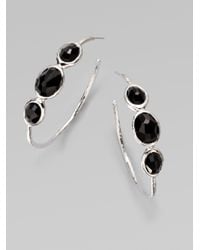 Ippolita | Metallic Rock Candy Black Onyx & Sterling Silver Three-Stone #3 Hoop Earrings/1.5 | Lyst
