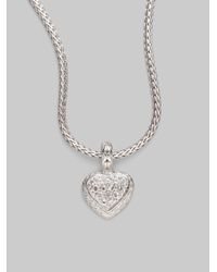 John Hardy | Metallic White Sapphire Sterling Silver Small Heart Pendant Necklace | Lyst